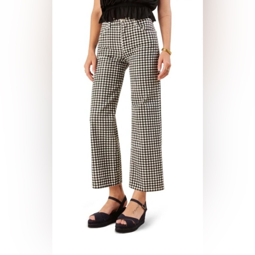 Reformation Fawcett High Waist Black and White Gingham Jeans
